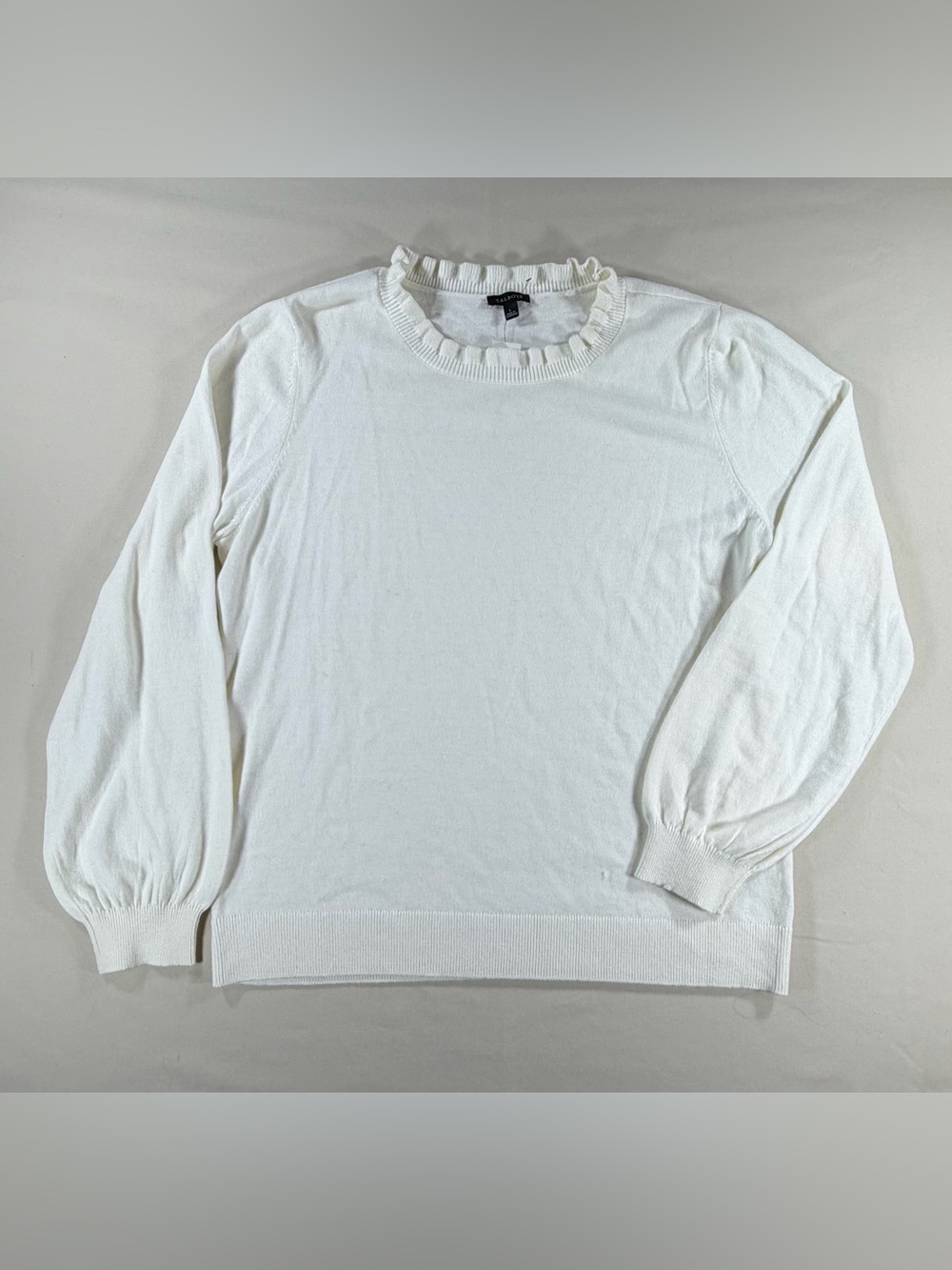 Talbots Women's Ivory Ruffle Neck Sweater sz L